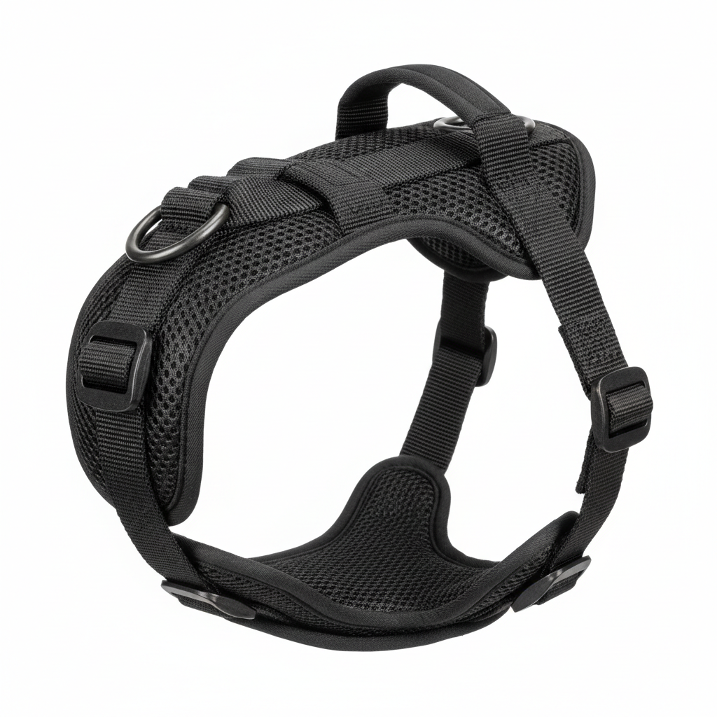 Peitoral antipuxão preto para cães