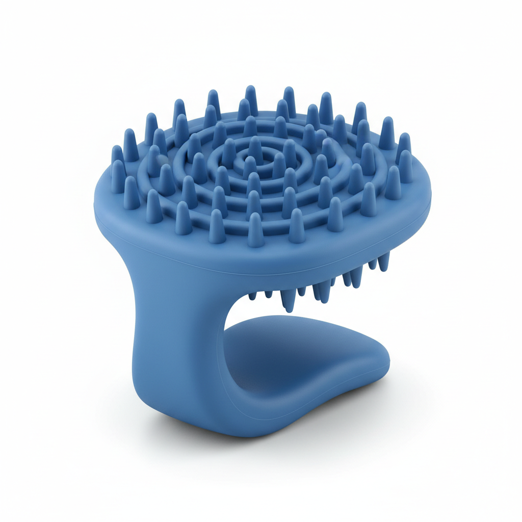 Escova massageadora azul de silicone para pets